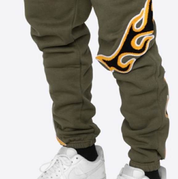 Olive NU Flame Sweatpants - Picture 2 of 3